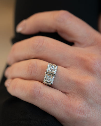 .95 Antique European Diamond Cocktail Ring 18k