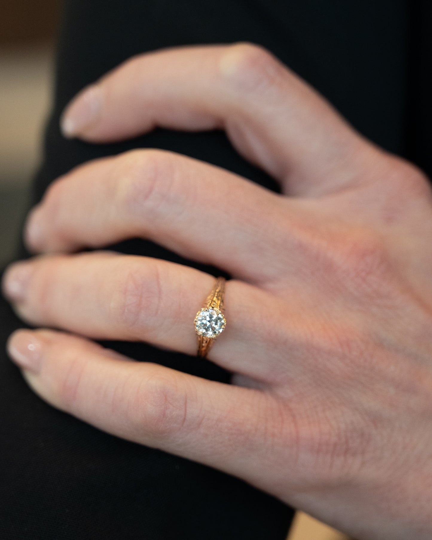 .88 Victorian Old European Diamond Engagement Ring 10k