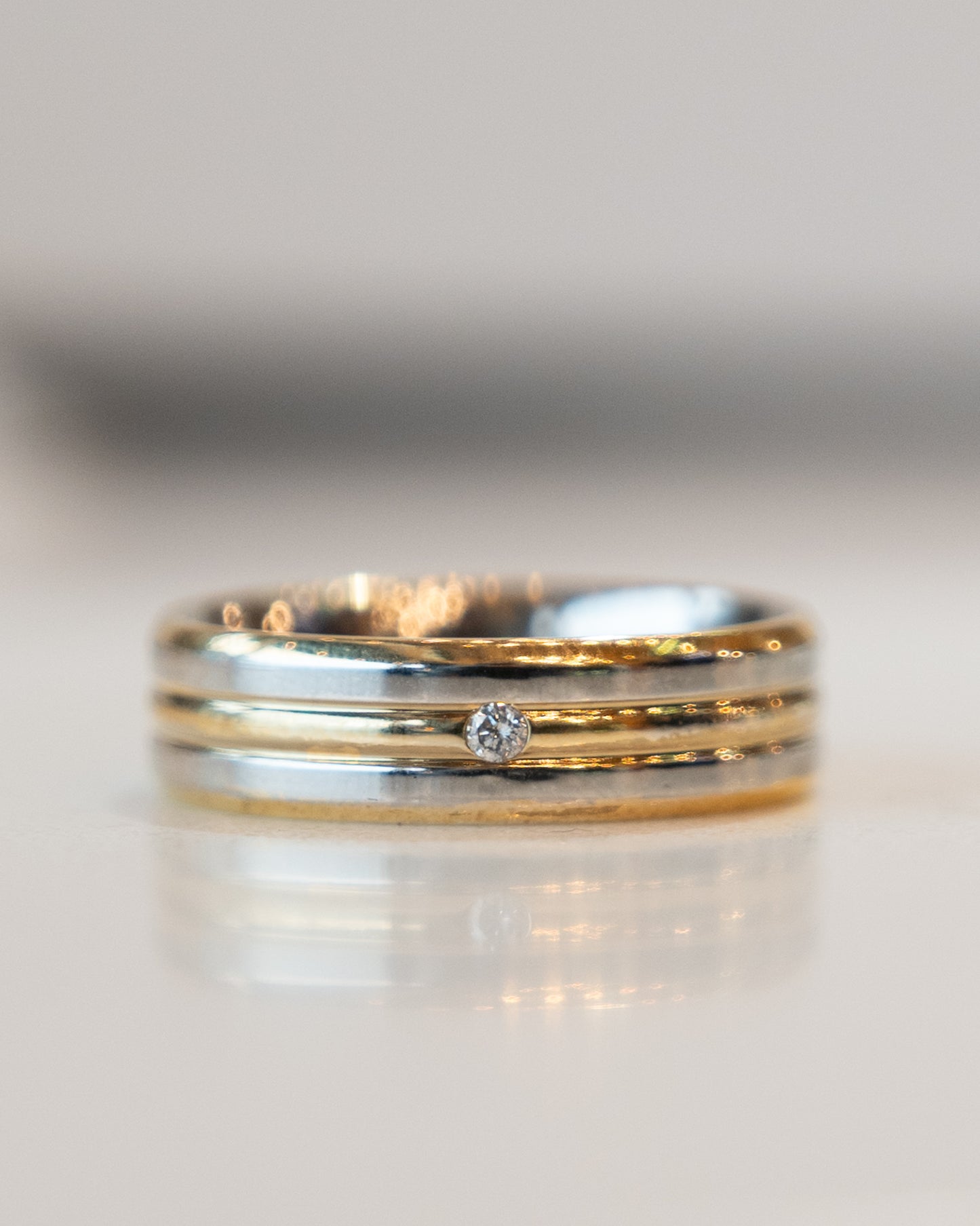 6mm Mens Diamond Two-Tone Wedding Band in 18k