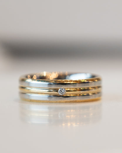 6mm Mens Diamond Two-Tone Wedding Band in 18k