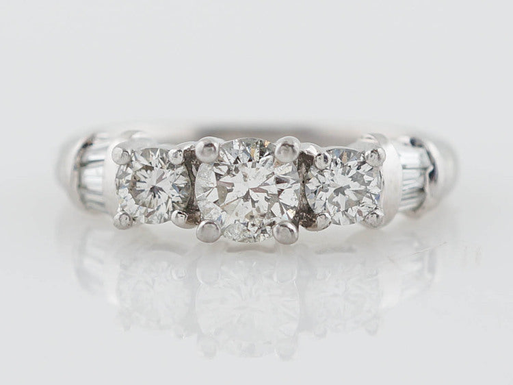 Engagement Ring Modern 1.15 Round Brilliant Cut Three Stone Diamond Engagement Ring in Platinum