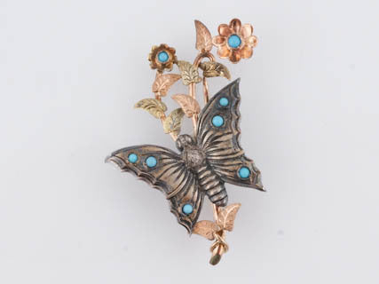 Victorian Earring and Brooch Set in Sterling Silver and 14k Rose Gold