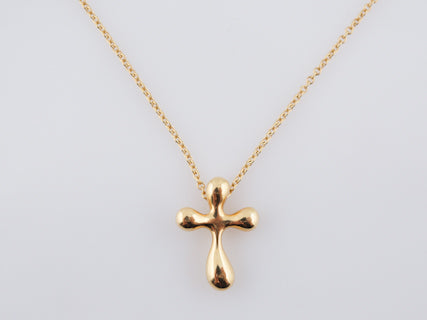 Tiffany and Co 18 karat Yellow Gold Cross Necklace Originally Designed By Elsa Perretti
