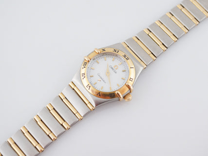 Omega Constellation Ladies 18K Gold Full Bar & Stainless Steel Watch Mother  of Pearl Dial