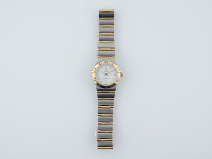 Omega Constellation Ladies 18K Gold Full Bar & Stainless Steel Watch Mother  of Pearl Dial