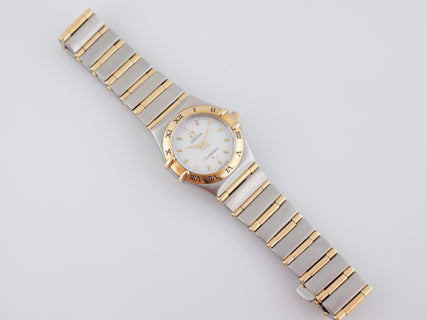 Omega Constellation Ladies 18K Gold Full Bar & Stainless Steel Watch Mother  of Pearl Dial