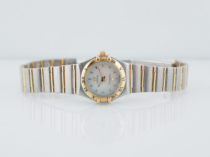 Omega Constellation Ladies 18K Gold Full Bar & Stainless Steel Watch Mother  of Pearl Dial