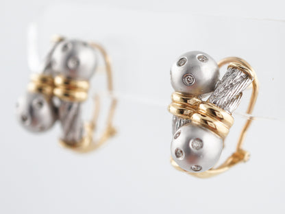 Earrings Modern .20 Round Brilliant Cut Diamonds in 14k White & Yellow Gold