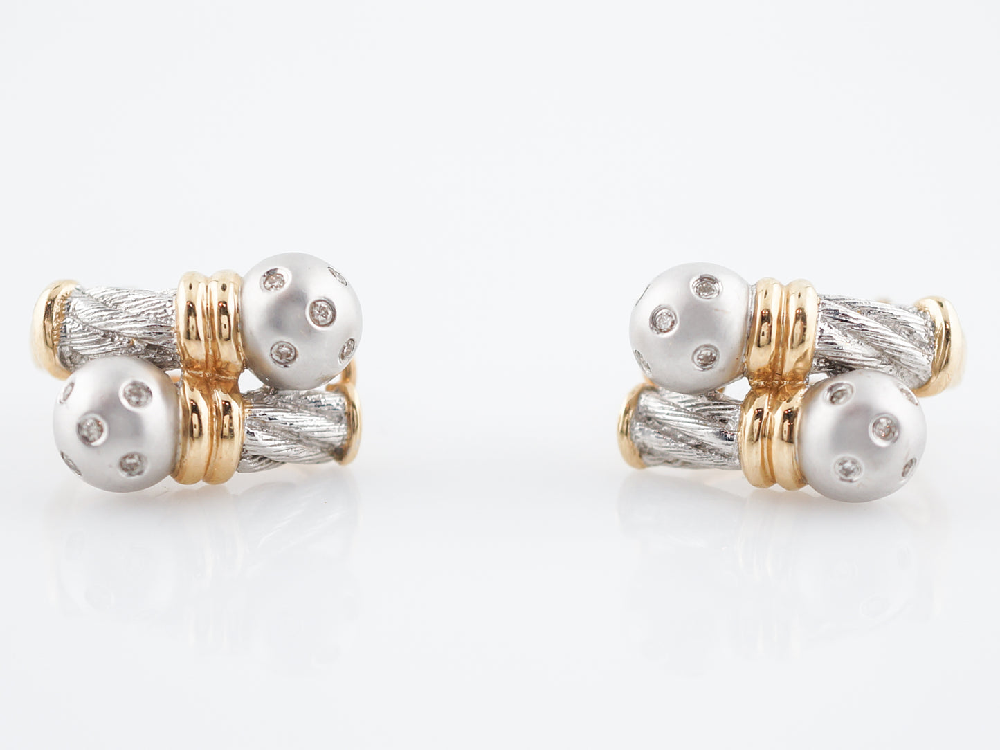Earrings Modern .20 Round Brilliant Cut Diamonds in 14k White & Yellow Gold
