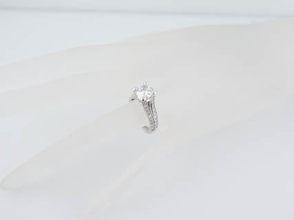 Modern A. Jaffe Split Shank Pave Diamond Ring Mounting MES017 For 1.50 Carat Round in 18K White Gold