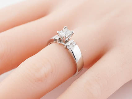 Engagement Ring Modern .40ct Princess Cut Diamond in 14k White Gold