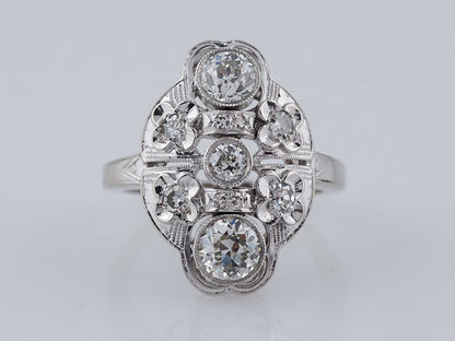 Antique Engagement Ring Art Deco 1.17 cttw Old European Cut Diamond in 14k White Gold