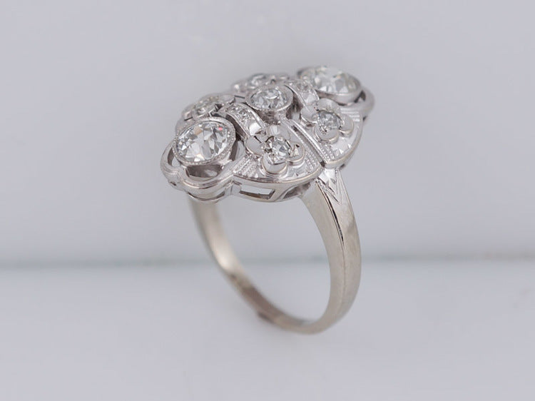 Antique Engagement Ring Art Deco 1.17 cttw Old European Cut Diamond in 14k White Gold
