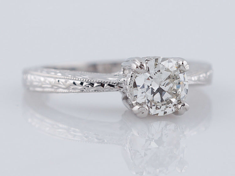 Engagement Ring Art Deco Inspired .63ct Transitional Cut Diamond in Platinum