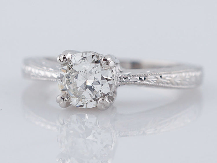 Engagement Ring Art Deco Inspired .63ct Transitional Cut Diamond in Platinum