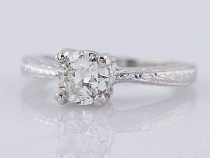 Engagement Ring Art Deco Inspired .63ct Transitional Cut Diamond in Platinum
