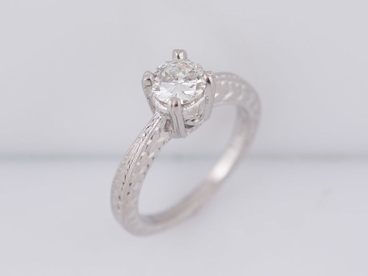 Engagement Ring Art Deco Inspired .63ct Transitional Cut Diamond in Platinum