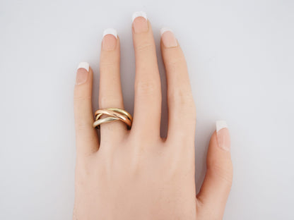 Modern Trinity Roll Ring in 14k Yellow, White & Rose Gold