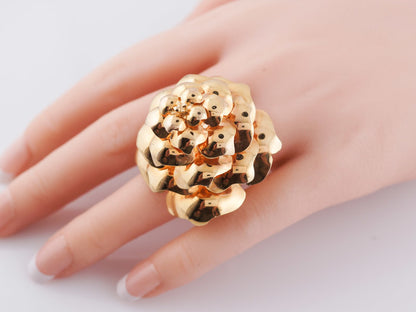 Retro Pine Cone Right Hand Ring in 14k Yellow Gold