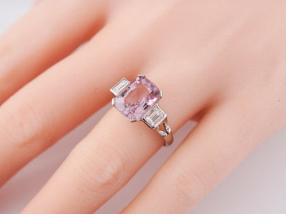Mid-Century Cocktail Ring 4.00 Cushion Cut Pink Spinel in 14k White Gold