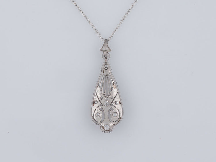 Art Deco 0.28 ct Diamond and Platinum Lavalier Pendant with Chain