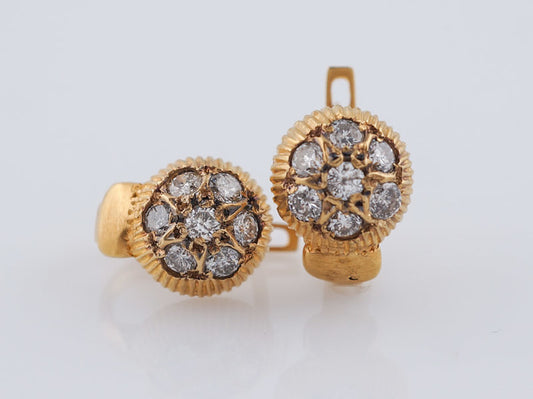 Modern .98 carat Pave Diamond Earrings in 18 karat Yellow Gold