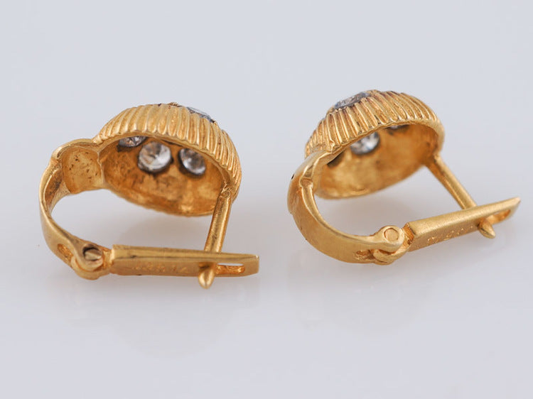 Modern .98 carat Pave Diamond Earrings in 18 karat Yellow Gold
