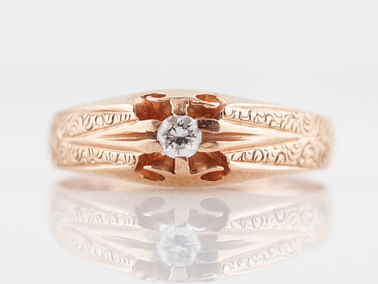 Vintage Engagement Ring Mid-Century .13 Round Brilliant Diamond in 14k Rose Gold