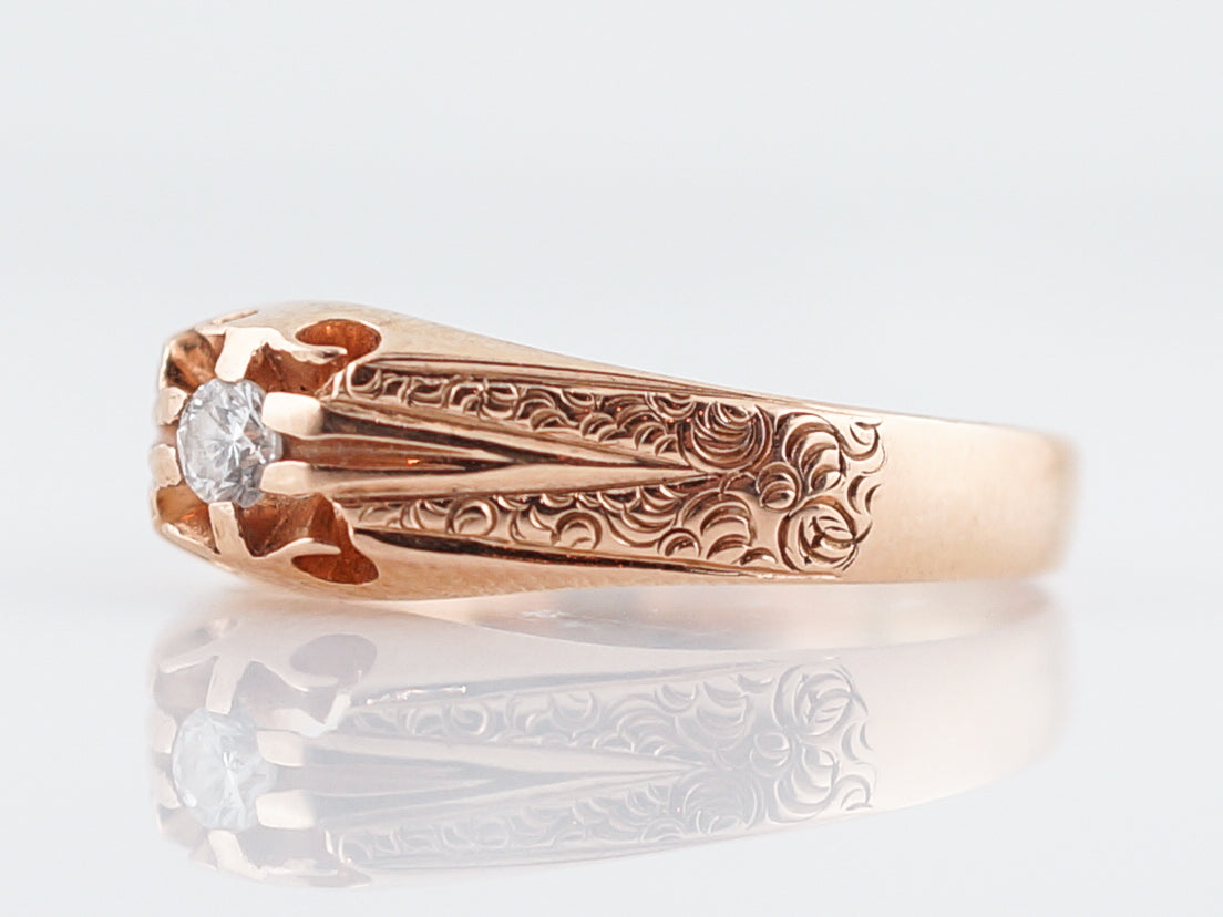 Vintage Engagement Ring Mid-Century .13 Round Brilliant Diamond in 14k Rose Gold