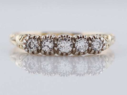 Wedding Band Mid-Century .35cttw Round Brilliant Cut Diamonds in 14k Yellow Gold