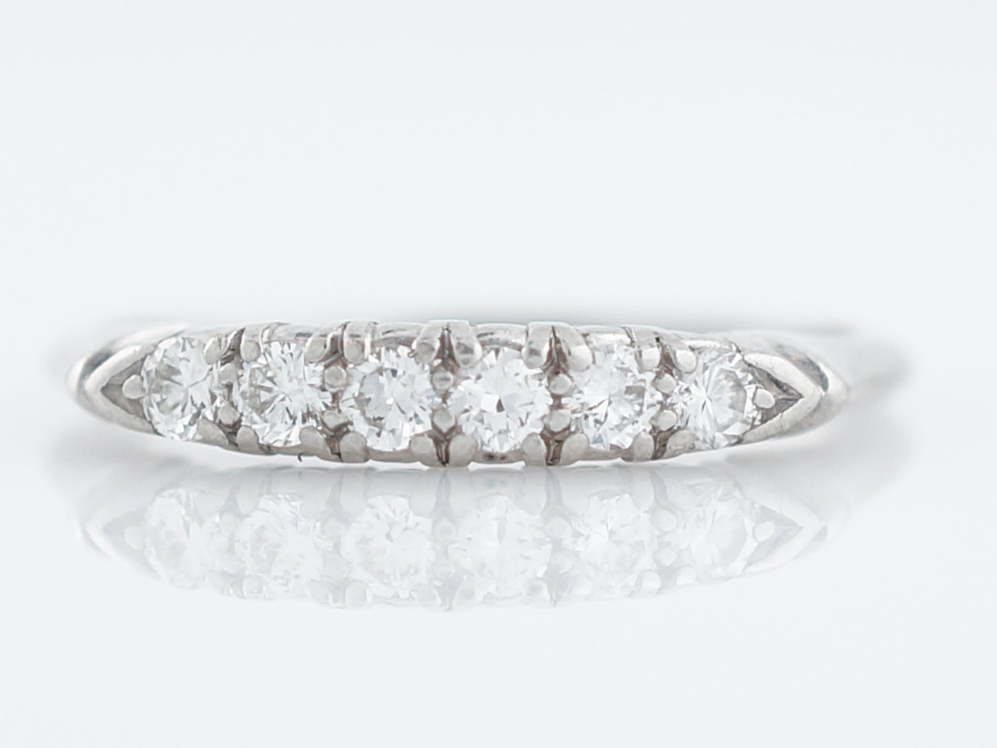 Wedding Band Mid-Century .24 Round Brilliant Diamonds in Platinum