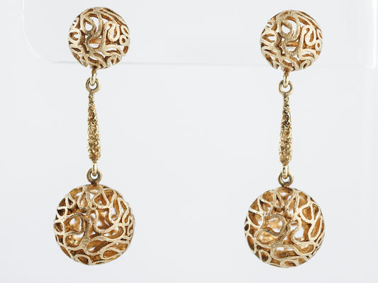 Vintage Earrings Mid-Century in 18k Yellow Gold