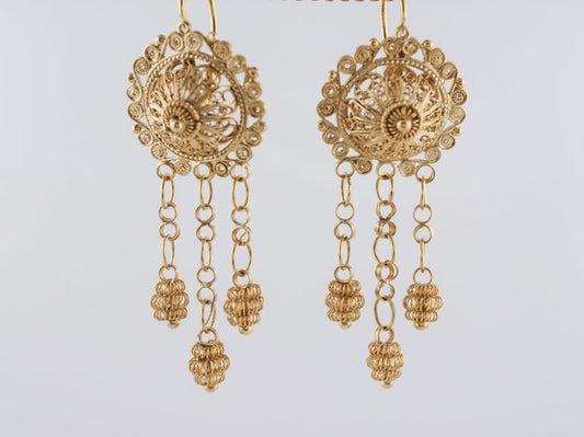 Antique Late Victorian Dangle Drop Earrings in 20k Yellow Gold
