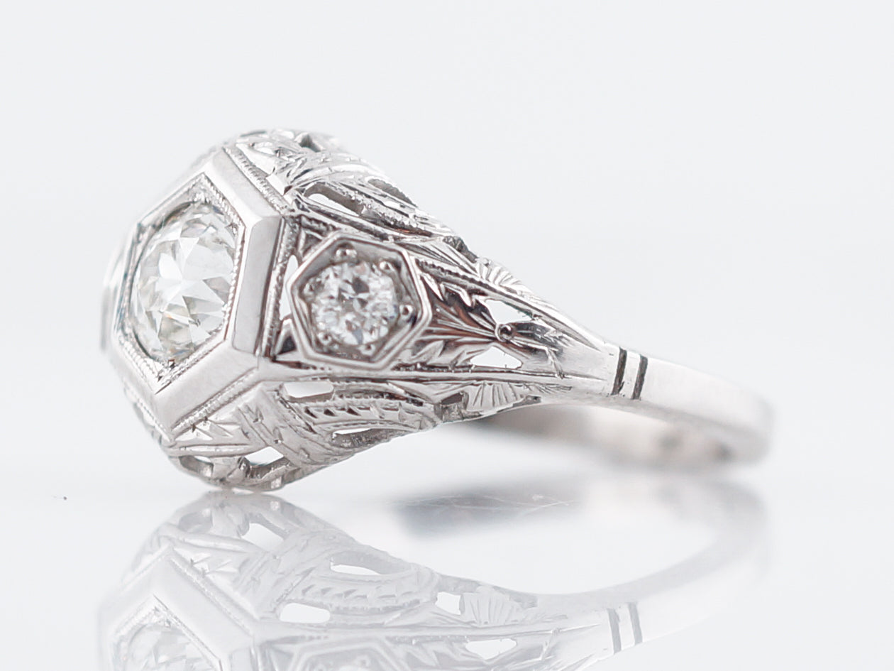 Ornate Filigree Engagement Ring Old European Cut Diamond