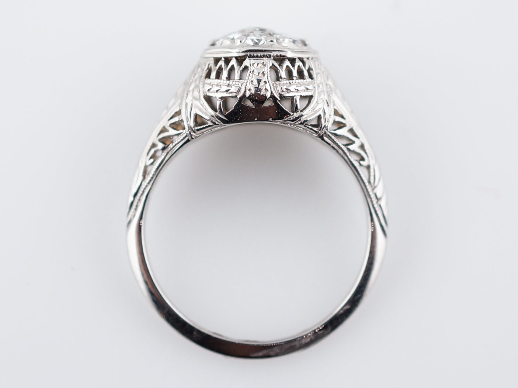 Vintage Pave Diamond Engagement Ring Art Deco 20k