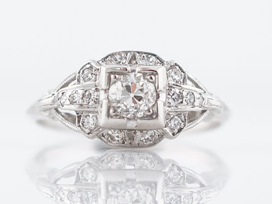 Antique Art Deco Old European Diamond Engagement Ring