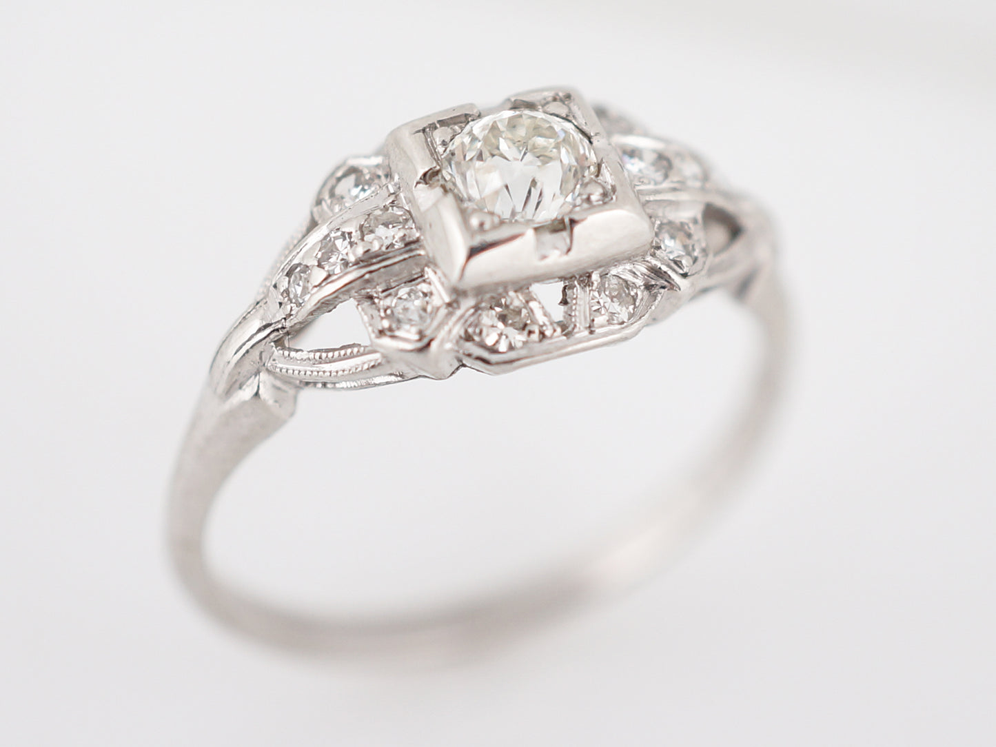 Antique Art Deco Old European Diamond Engagement Ring