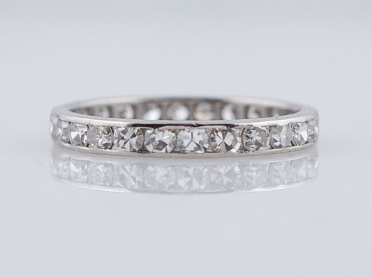 Antique Eternity Wedding Band Art Deco .78ct Single Cut Diamonds in Platinum