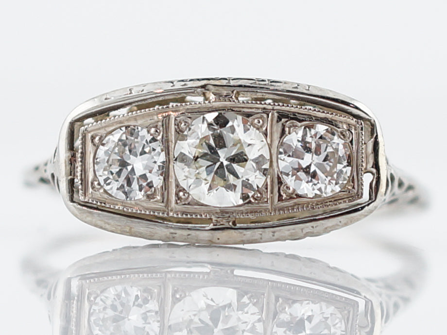 Antique Engagement Ring Art Deco .64 Old European Cut Diamond in 18k White GoldComposition: Platinum Total Diamond Weight: .64 cttwct Total Gram Weight: 1.70 g