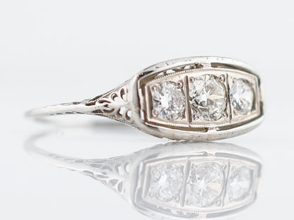 Antique Engagement Ring Art Deco .64 Old European Cut Diamond in 18k White Gold