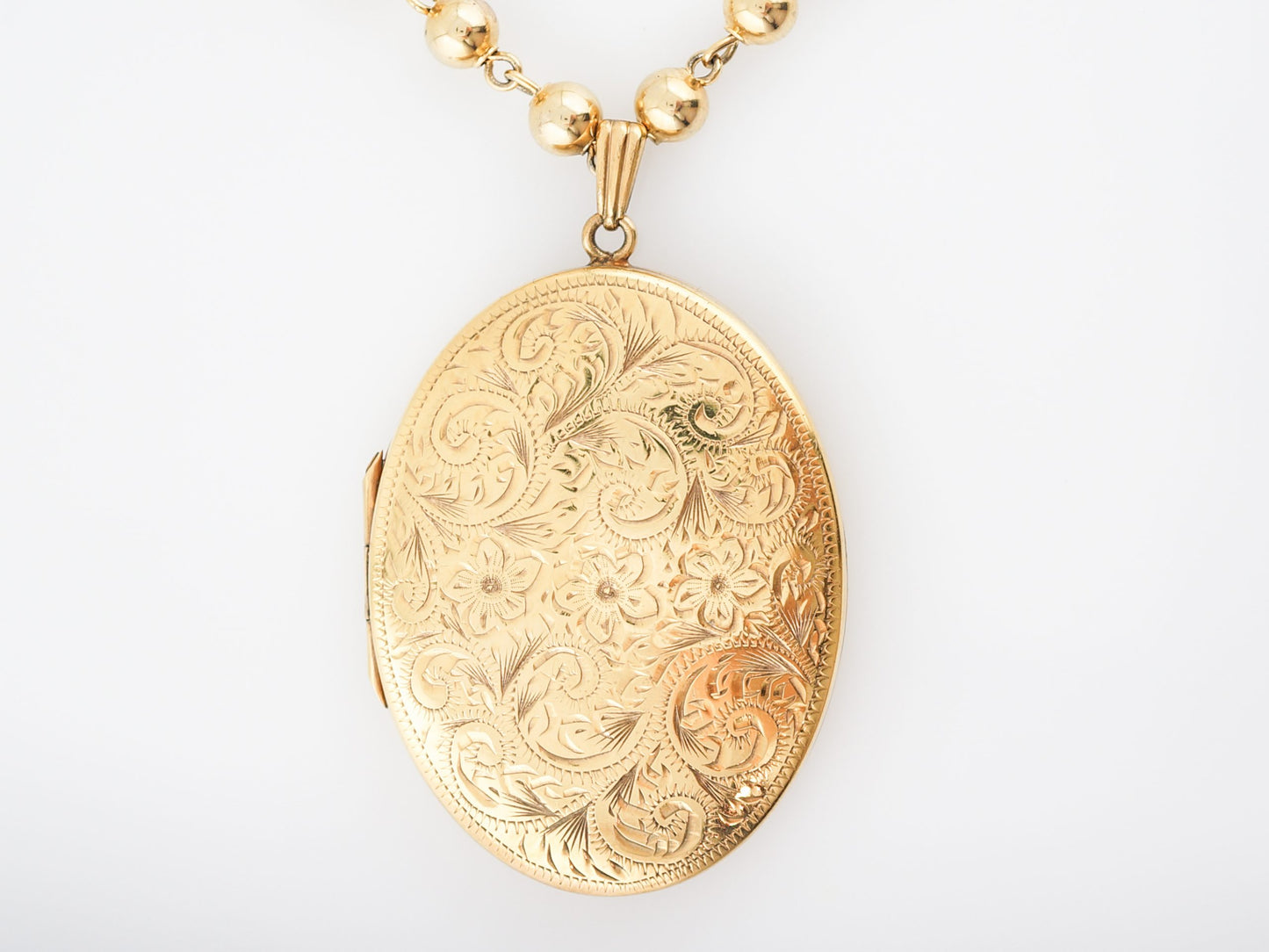 Antique Victorian Necklace & Large Oval Locket in 14k Yellow Gold