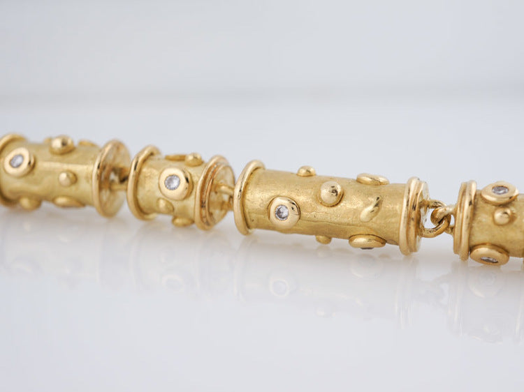 Modern Antique Style Bracelet 1.68ct Round Brilliant Cut Diamonds in 18k Yellow Gold