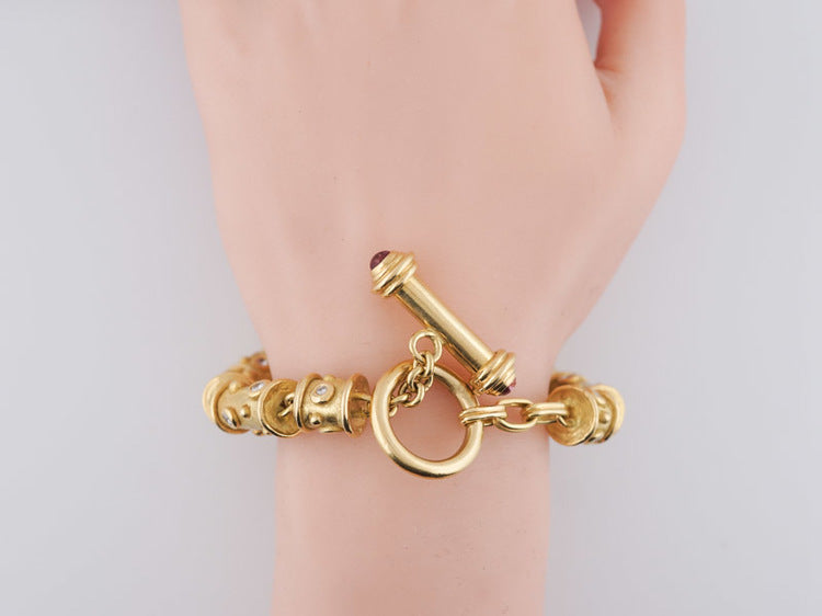 Modern Antique Style Bracelet 1.68ct Round Brilliant Cut Diamonds in 18k Yellow Gold