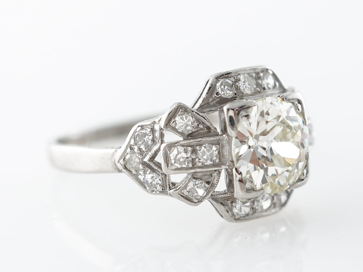 1 Carat Art Deco Engagement Ring w/ Old European Cut Diamond