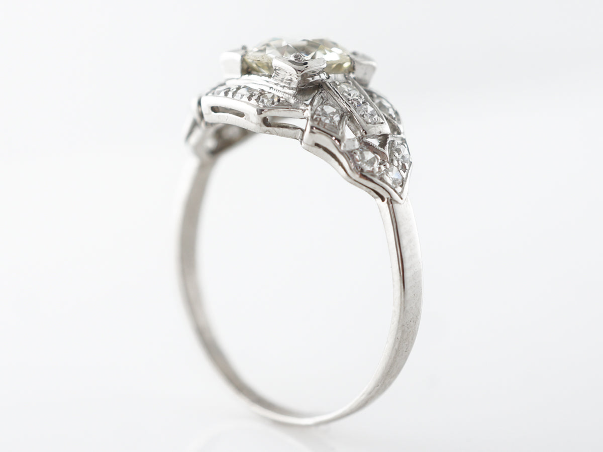 1 Carat Art Deco Engagement Ring w/ Old European Cut Diamond