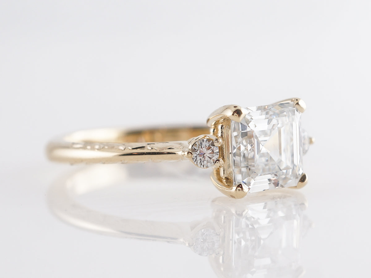 1 Carat Asscher Cut Diamond Engagement Ring in 14k