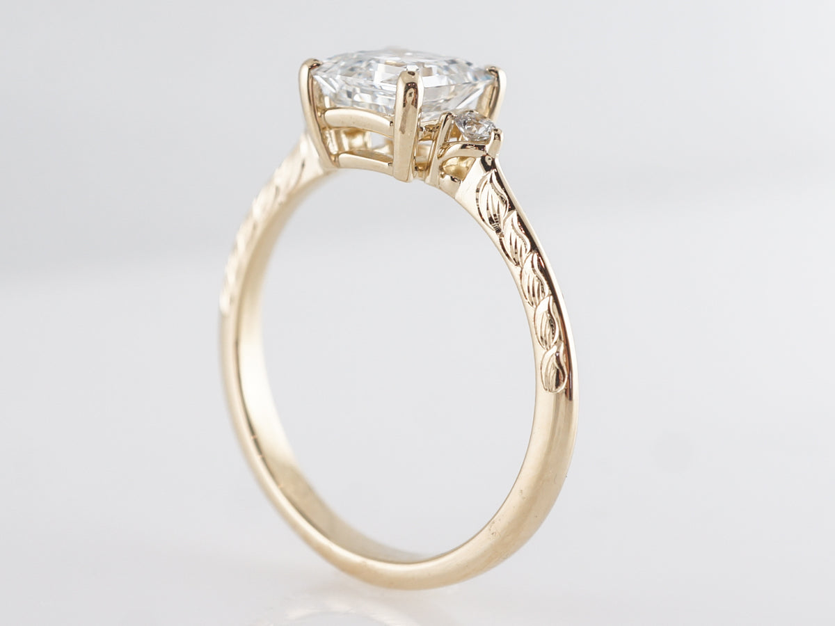 1 Carat Asscher Cut Diamond Engagement Ring in 14k