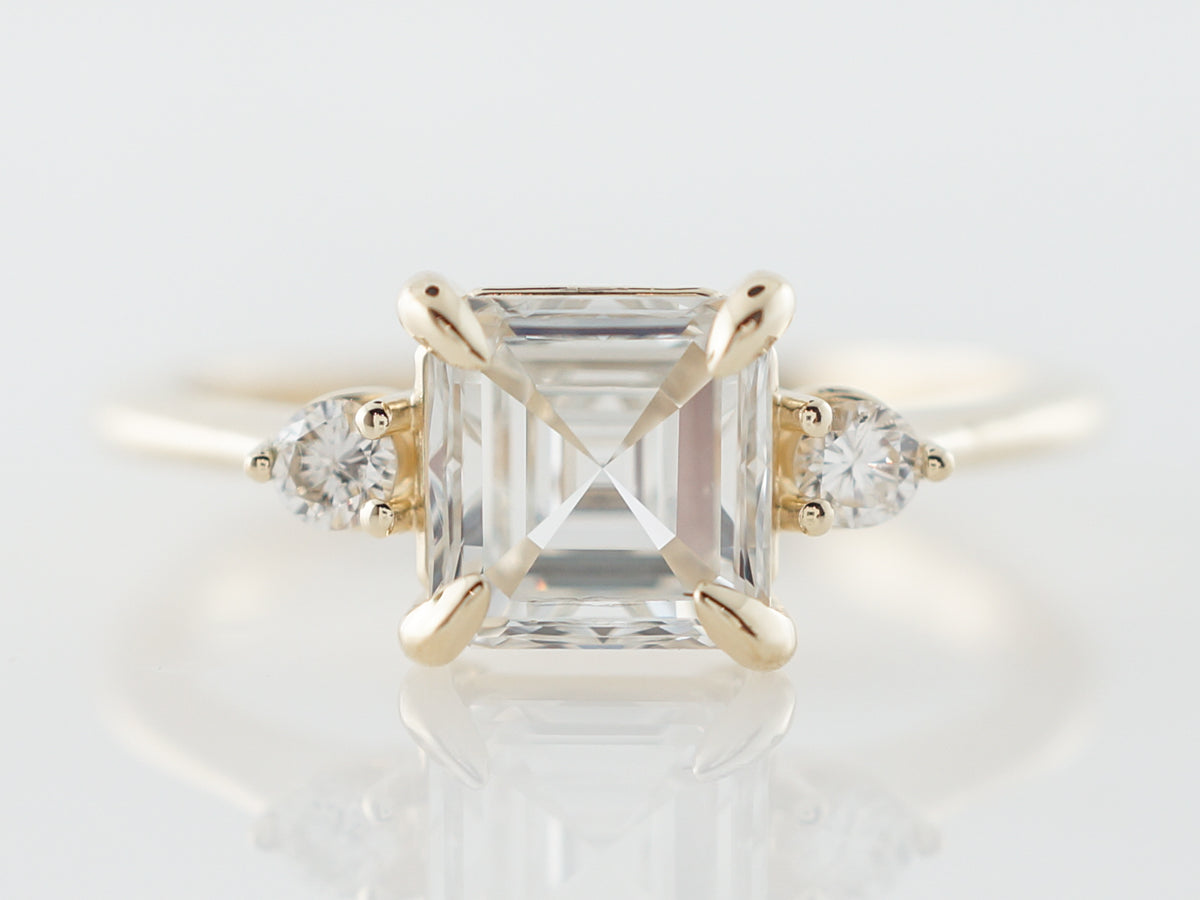1 Carat Asscher Cut Diamond Engagement Ring in Yellow Gold