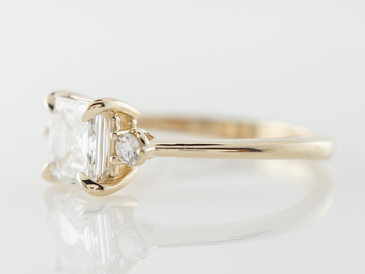 1 Carat Asscher Cut Diamond Engagement Ring in Yellow Gold