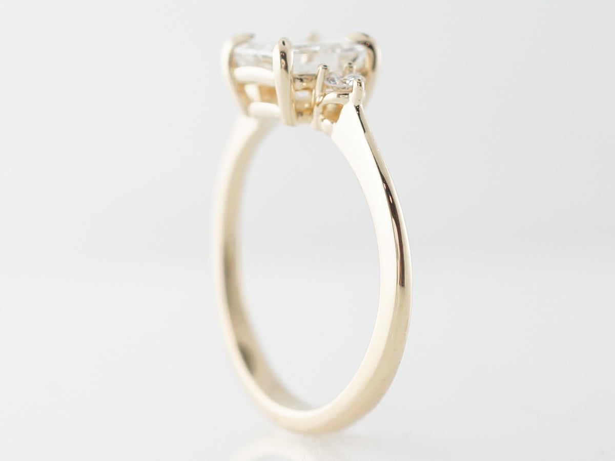 1 Carat Asscher Cut Diamond Engagement Ring in Yellow Gold
